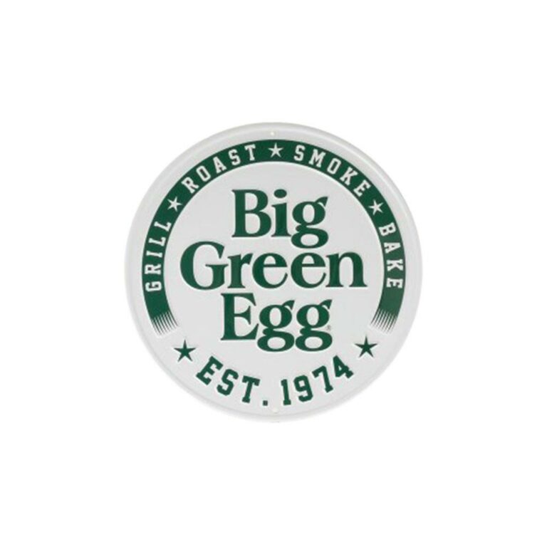 Big Green Egg Round White sign est.1974