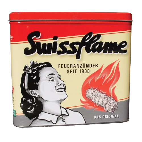 Swissflame aanmaakwokkels nostalgische verpakking