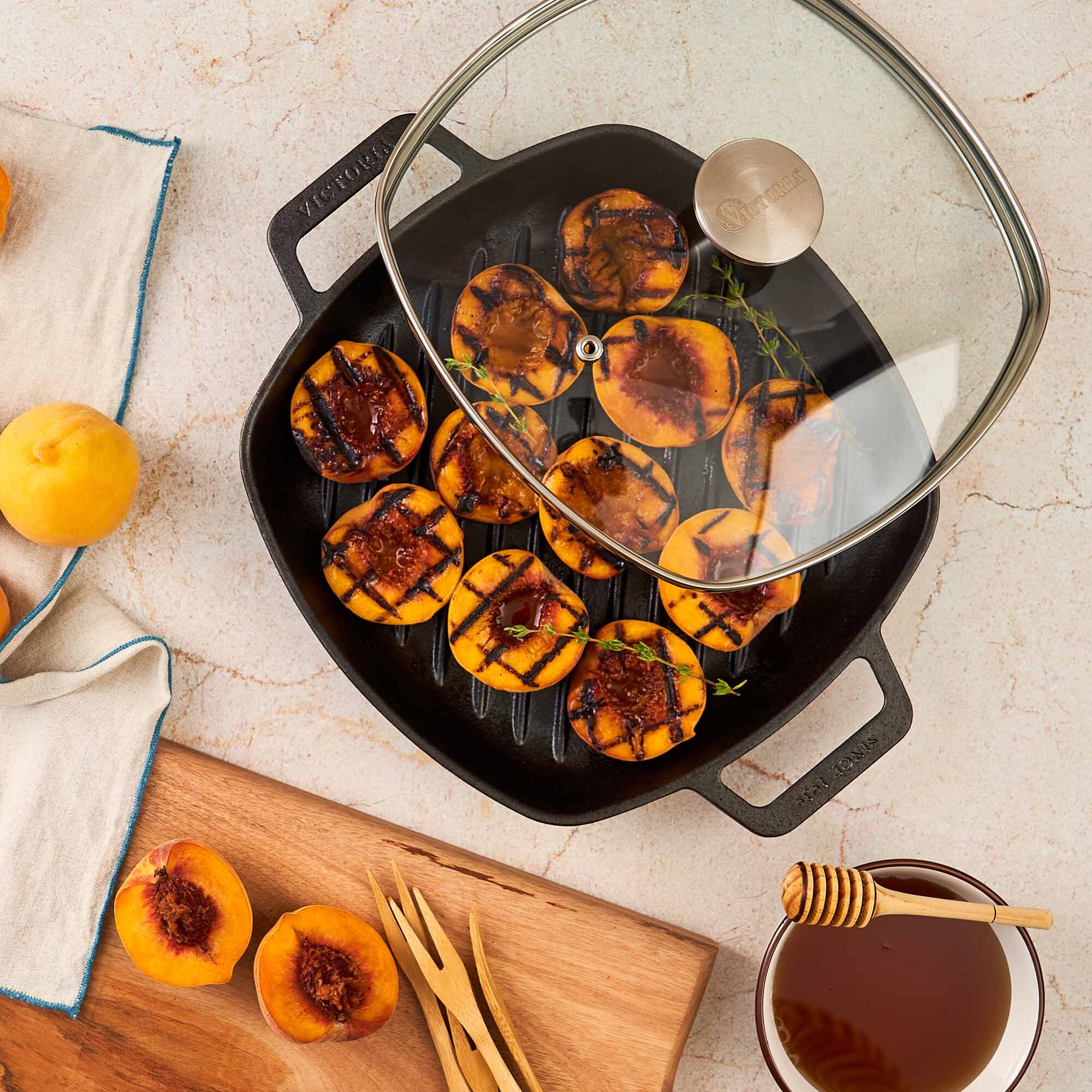 Victoria Glass Lid 25x25 cm With Stainless steel knop